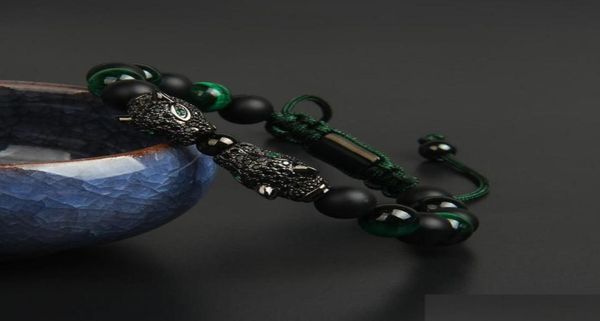 

charm bracelets new black cz double leopard bracelets whole 8mm natural matte onyx green tiger eye stone bracelet mens panther1397965, Golden;silver