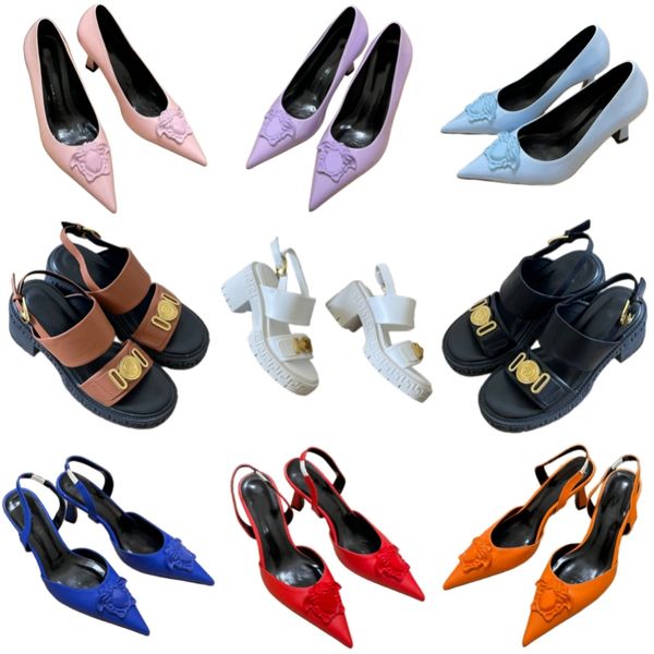 

Classic women's sandals top leather platform shoes fashion luxury designer shoes summer high heel sandals chunky heel beach shoes strap buckle non slip casual shoes, 31