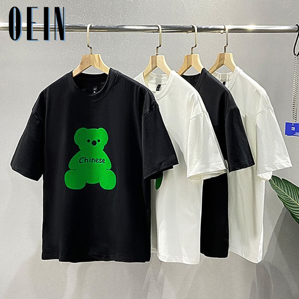 

mens tshirts bear printed men oversized tshirts summer fashion man casual o neck short sleeve tees korean male brand cotton 230731, White;black