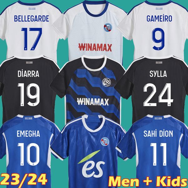 

2023 2024 rc strasbourg alsace emegha soccer jerseys diallo bellegarde gameiro sahi dion maillot de foot new home 23 24 mothiba lienard diar, Black;yellow
