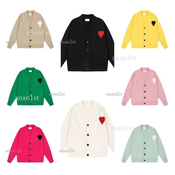 

paris sweater amis designer sweater y2k sweater mens classic sweater womens candy-colored pullover sweater cardigan crew neck sweaterz, White;black