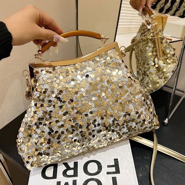 

evening bags bling sequined shoulder bag women 2023 luxury designer handbag purse fashion tote party 230731