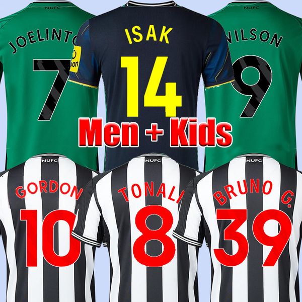 

23 24 tonali isak soccer jerseys gordon 2023 2024 bruno g. wilson shelvey almiro 2023 away black trippier football shirts men kit kids sets, Black;yellow