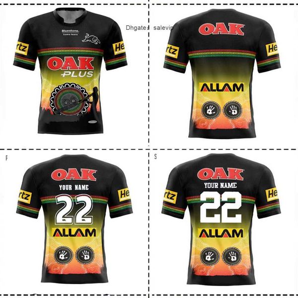 

2022 penrith panthers indigneous jersey 2022/2023 penrith panthers home/away rugby jersey short size s--5xl, White;black
