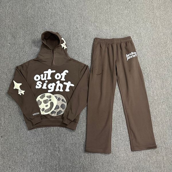 

mens tracksuits out of sight broken planet sweatpants and hoodies sets streetwear embroidery baggy y2k casual ropa hombre 230731, Gray