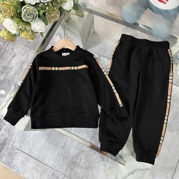 

luxury designer tracksuits kids clothes child sets size 100-160 cm 2pcs multi color plaid patchwork long sleeved sweater and pants 2pcs, White