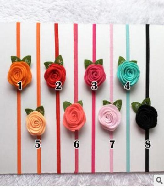 

infant rose flowers headbands newborn kids roses with leaves headband children pography props party gift hair accessor7707653, Slivery;white