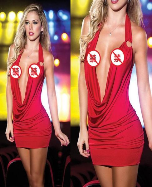 

women sheath deep v neck short mini dress babydoll nightwear sleepwear clubwear backless slim fit  mini dress9277391, Red;black