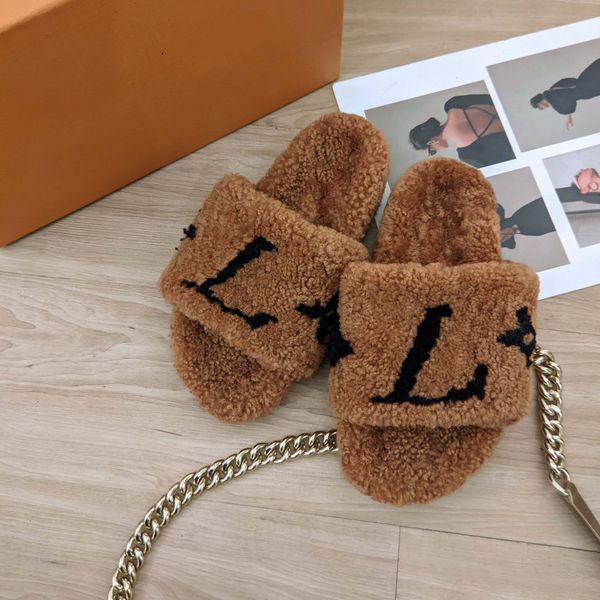 

sandals slippers designer shoes flip flops fashion anti-slip female slides women furry fluffy faux fur luxury brand warm indoor, Black