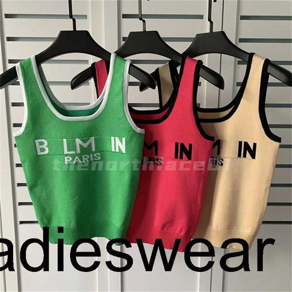 

designer fashion womens knitted t shirt tank strap jacquard letter solid short t-shirt designer strap t-shirt s-l, White