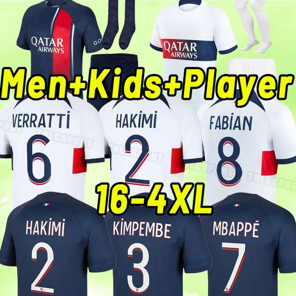 

3xl 4xl mbappe hakimi soccer jerseys 23 24 maillots de football 2023 2024 marquinhos verratti psgs men kids kit shirt uniform fabian sanches, Black;yellow