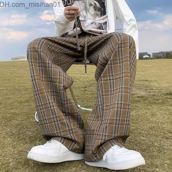 

men's pants summer loose fitting plain weave men's 2023 y2k women's street clothing techwear casual straight pants men's, Black