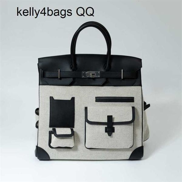 

handbag cargo birkins h ermess canvas montage leather 7a quality handbag all handmade. hac40 cargo swift leather | canvas graywith h logo qq