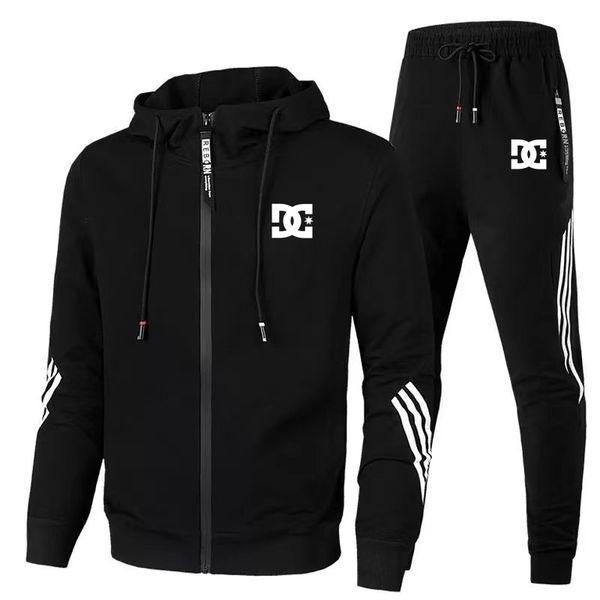 

mens tracksuits dc suit spring and autumn zipper coat pants hooded sweater business casual twopiece street sportswear 230731, Gray