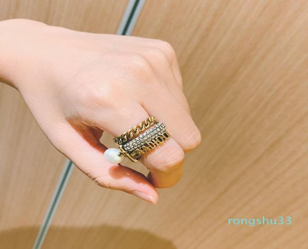 

european and american retro new index finger fashion high sense of multilayer pearl zircon chain luxury designer jewelry 2204068, Silver