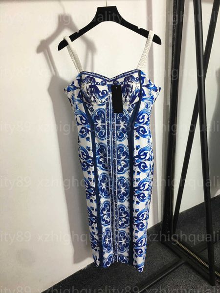 

party dresses for women summer elegant luxury clothing vintage celadon printed comfort breath fabric sleeveless halter skirts designer dress, Black;gray