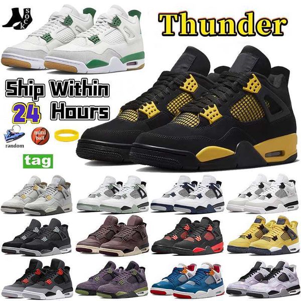 

4 basketball shoes for men women 4s thunder pine green military black cat white sail oreo university blue seafoam sport sneakers jumpman mid
