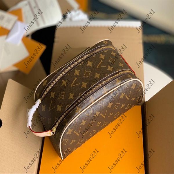 

designer bags womens double zipper cosmetic cases makeup bag leather toiletry cosmetics pouch fashion make up travel handbags purs295o