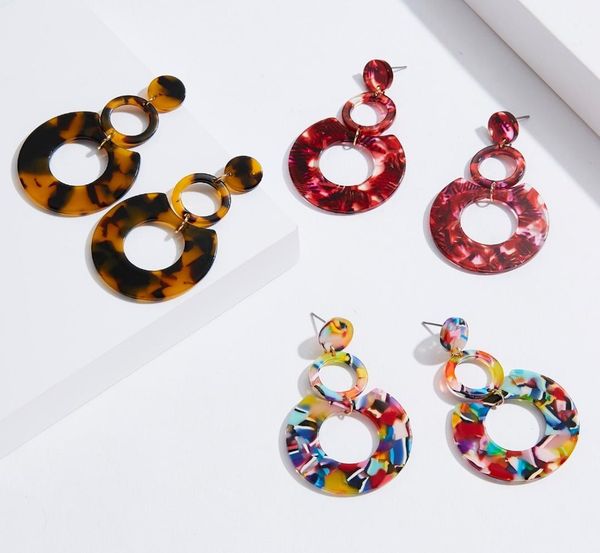 

selling acetate sheet acrylic earrings european and american exaggerated geometric multilayer circle earrings women8996337, Silver