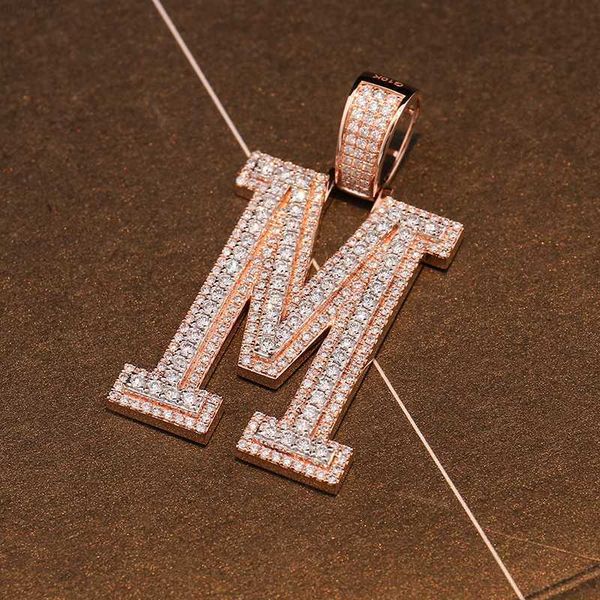 

designer jewelryfashion hip hop jewelry m letter word gold plated pendant trendy style yellow gold round brilliant molissanite gift, Silver