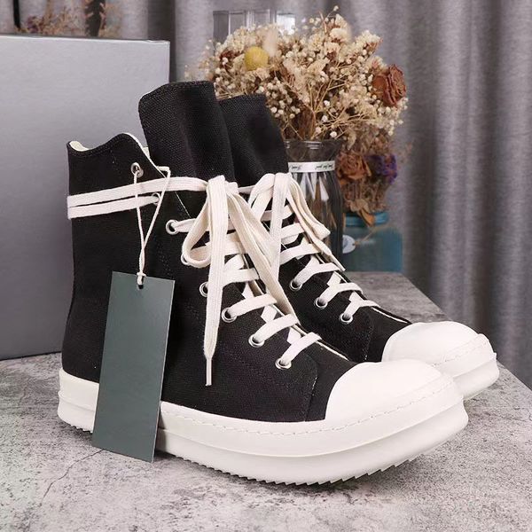 

luxury canvas boots designer fashion mens womens boot womens shoes platform sneaker ankle booties leather high jumbo thick shoelaces casual, Black
