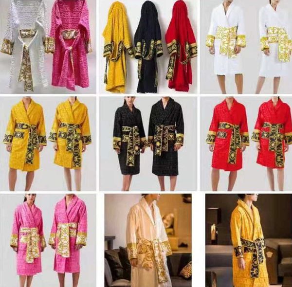 

jacquard sleepwear gown vintage robe with waist belt womens mens winter bath robes thick dressing gowns 8 color designer luxury classic cott, Black;red