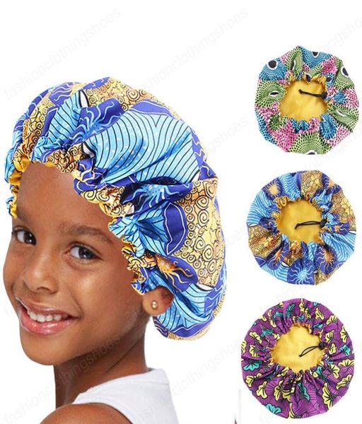 

new double layer extra large sleep cap kids adjustable african print ankara satin bonnet turban hat night sleep beanie chemo cap8004685, Yellow