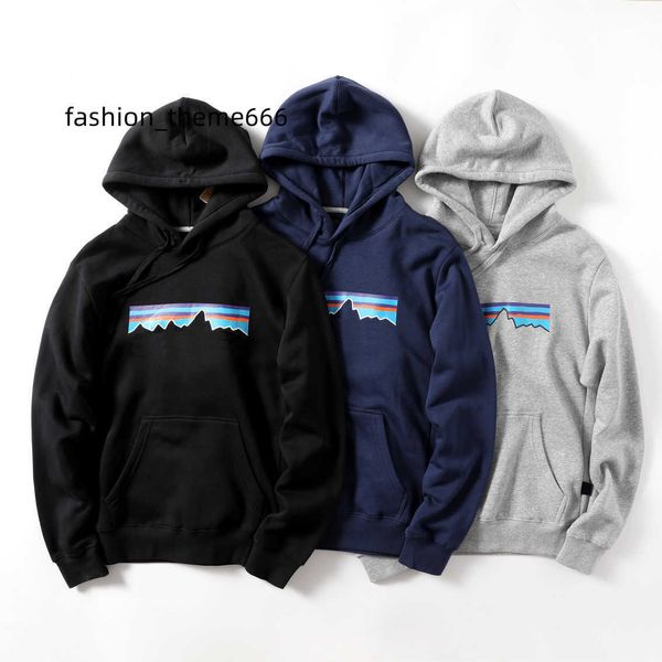 

men's hoodies sweatshirts mountain tricolor brushed fashion women men designer patagonias letter print sweatshirt casual jacket pants, Black