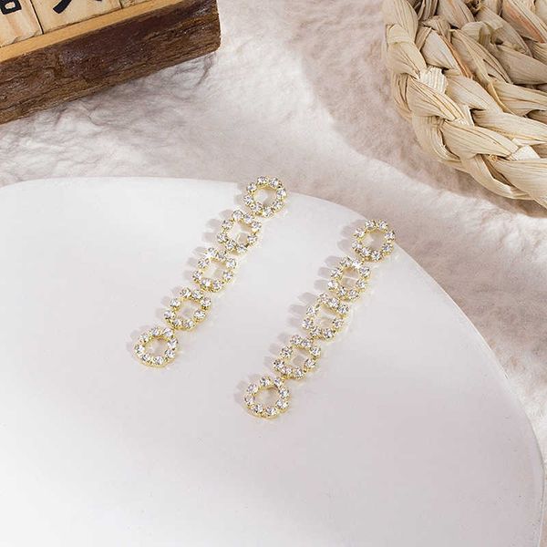 

accessories diamond ring luxury designer necklace flowers clover bangle women long circle earrings korean temperament net red simple female, Silver