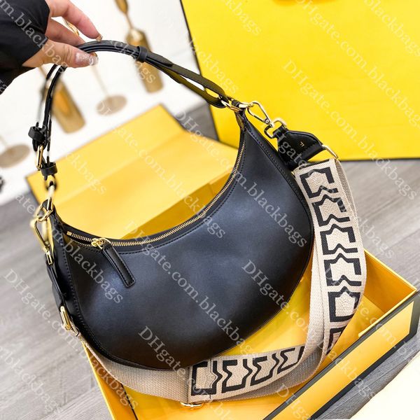 

women crescent bag luxury designer half moon bag genuine leather shoulder bag classic metal letter graphy underarm bag