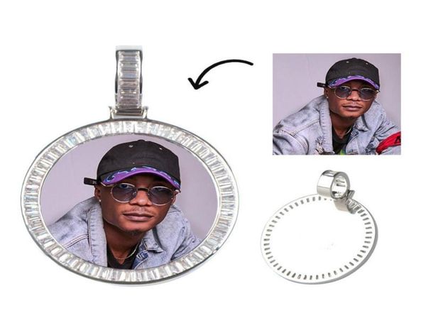 

personalized picture po pendant necklace for women men memory round pendant necklace with tennis chain1690168, Silver