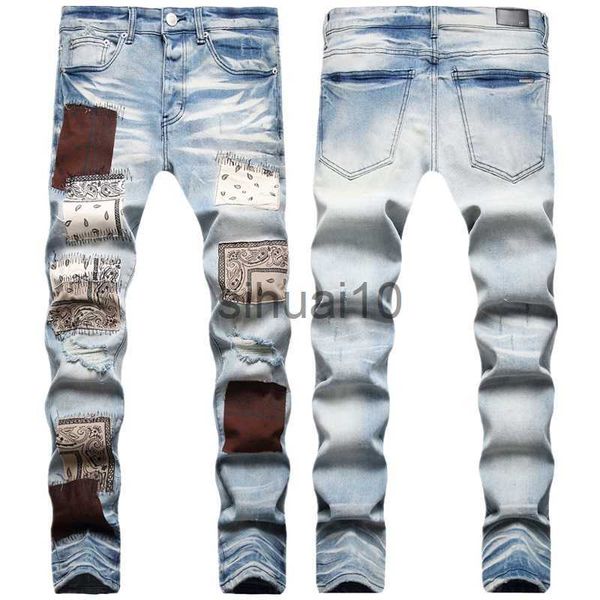 

men's jeans ehmd large embroidered men's jeans four seasons indian style street fashion zipper slim fit stretch pants ethnic2 j230, Blue