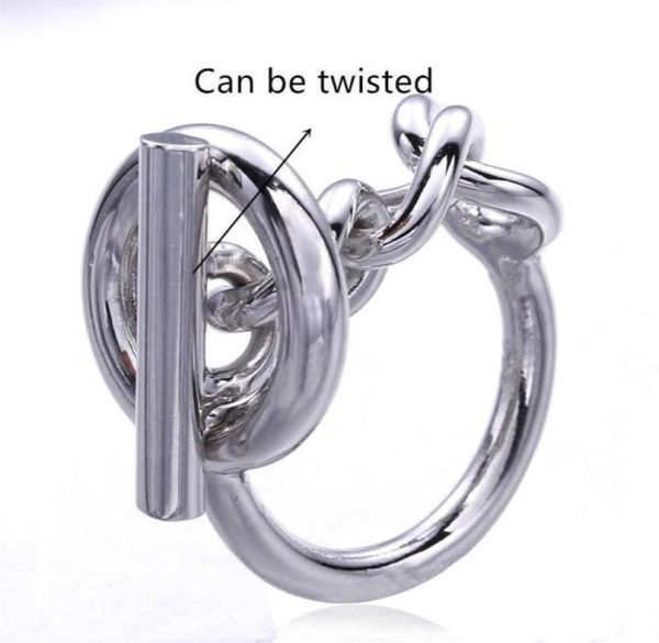 

925 silver rope chain ring with hoop for women french popular clasp ring sterling silver jewelry making246y4673584, Golden;silver