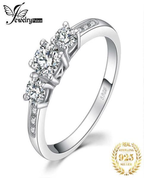 

jewelrypalace 3 stone cz engagement ring 925 sterling silver rings for women anniversary ring wedding rings silver 925 jewelry x072388030, Slivery;golden