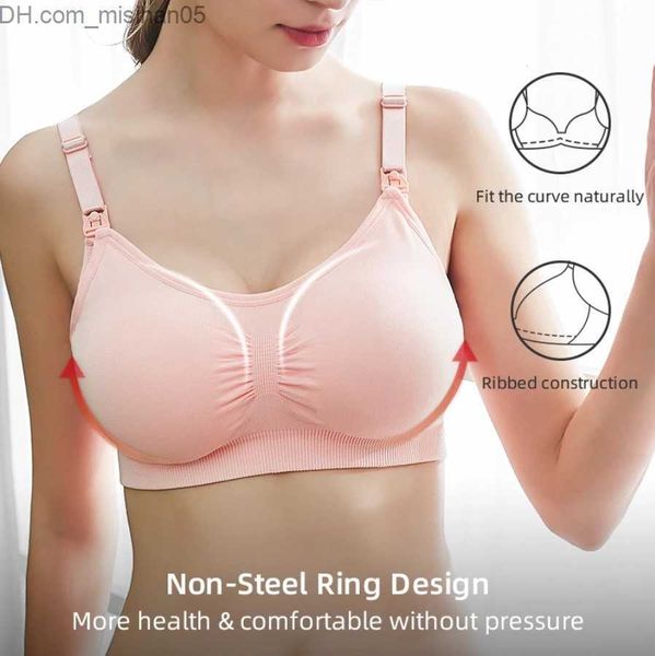 

maternity intimates thread maternity bra breathable care bra maternity underwear thin nursing bra push up button plus size z230801, White