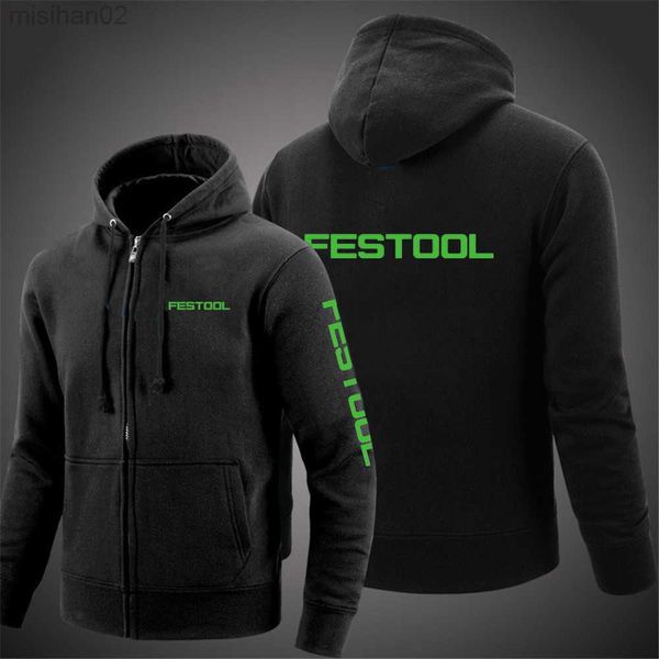

men's hoodies sweatshirts festool tools printing mens hoodies 2021 spring and autumn coat solid color zipper fashion pullover sweatshir, Black