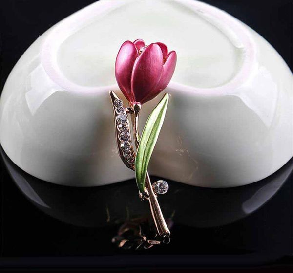 

diamond flower tulip brooch pins enamel flower brooch corsage lapel pins designer brooches wedding brooch fashion jewelry for wome2514995, Gray