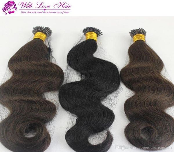 

1 bundles pack 830039039 double drawn keratin fusion stick tip ilink hair extensions body wave indian remy straight i shap5644930, Black