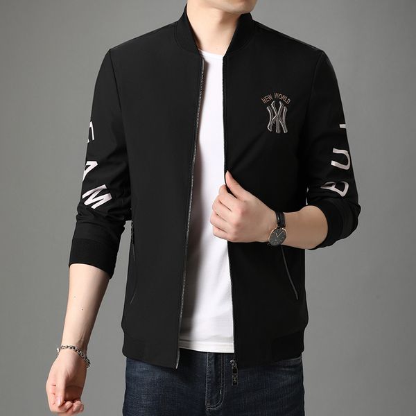 

mens jackets mlshp spring autumn stand collar long sleeve solid color zipper embroidery casual man coats 230731, Black;brown