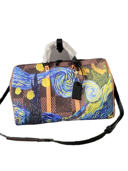 

luxury mens duffel bags starry sky graffiti keppall handbags designer brand couples shoulder bags totes airport luggage travel bag mens gym
