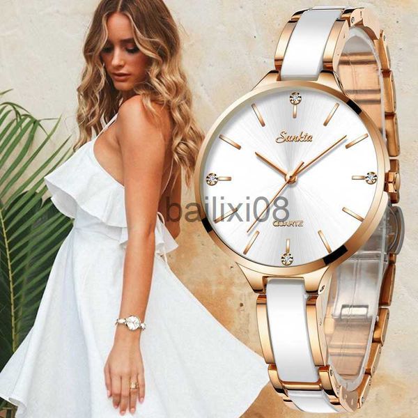 

other watches sunkta women watch ceramic watch women simple diamond clock casual fashion watch sport waterproof wristwatch relogio feminino, Slivery;black