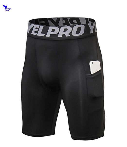 

2020 summer pockets compression jogging shorts men solid elastic running leggings crossfit quick dry gym fitness tights clothing2596283, Black;blue