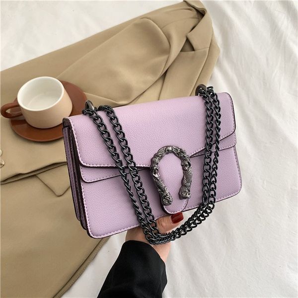 

designer custom handbag lady shoulder bag with black chain strap small flip-handbag