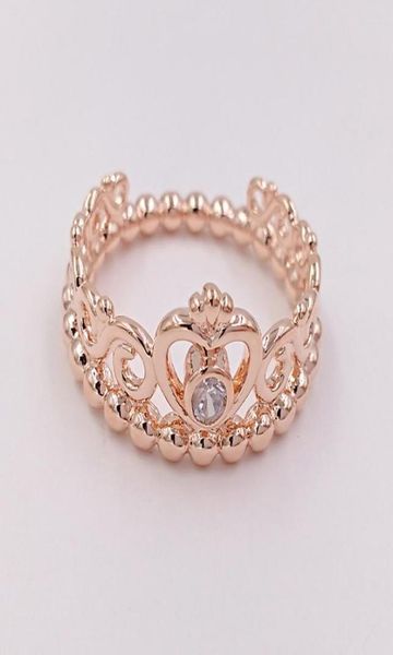 

rose gold plated & 925 sterling silver ring my princess tiara european style jewelry charm crown ring gift andy jewel 180880cz8715245