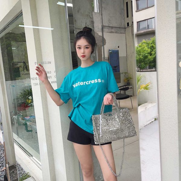 

metal bling shiny bag handwoven beaded pearl shopping one shoulder handbag 230731