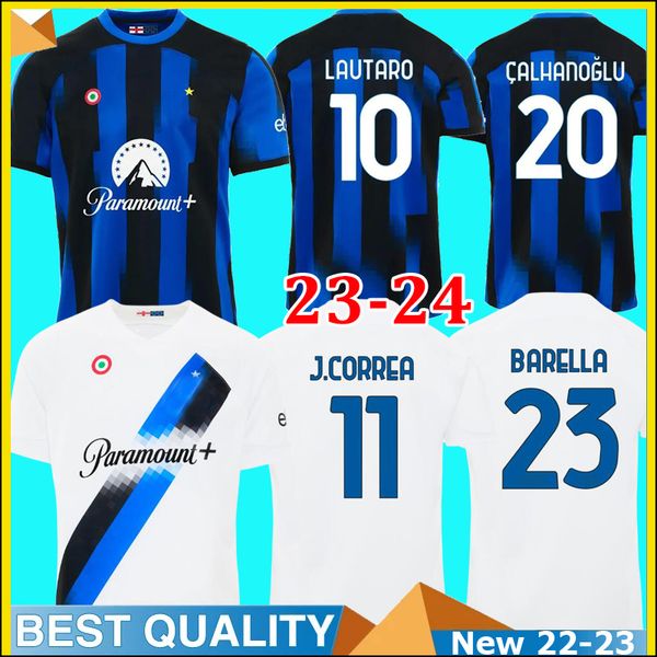

23 24 inter milans soccer jerseys correa dzeko giroud barella lautaro skriniar bellanova de vrij football shirt men kids kit set maglia, Black;yellow
