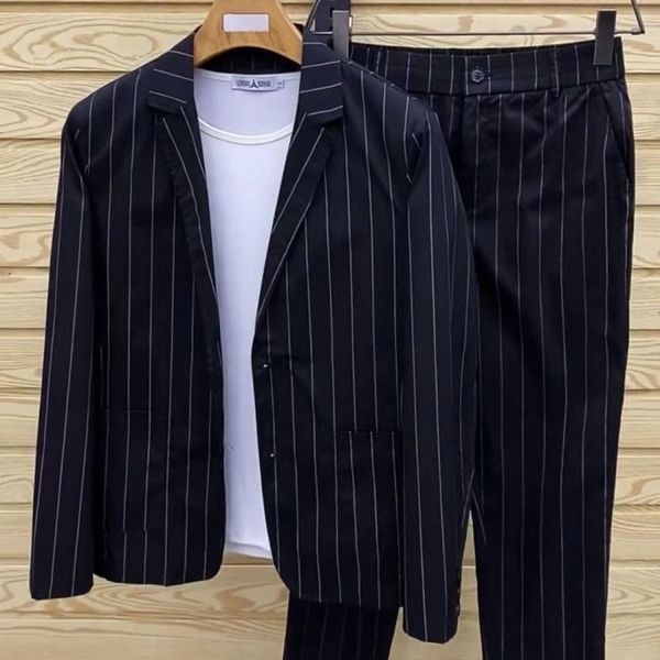 

autumn designer mens pant suits balzers men's suits and fashion jackets slim stripes pants joggers tracksuit 39ie#, White;black