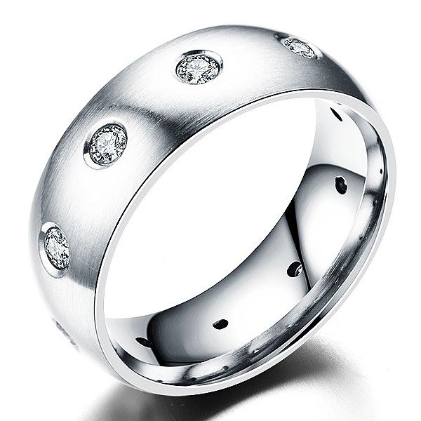 

simple rings for men women stainless steel ring hollow embedded zircons design jewelry for dad mom boyfriend girlfriend yw428, Silver