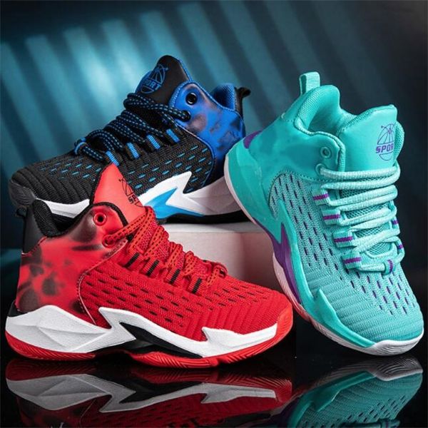 

children's basketball shoes high-spring and summer new boys' sports shoes mesh breathable boys' running shoes, Black
