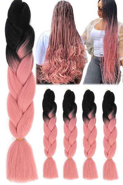 

24" jumbo braiding hair extension crochet braids hair 100g/pcs synthetic crochet braiding hair extension j2, Black